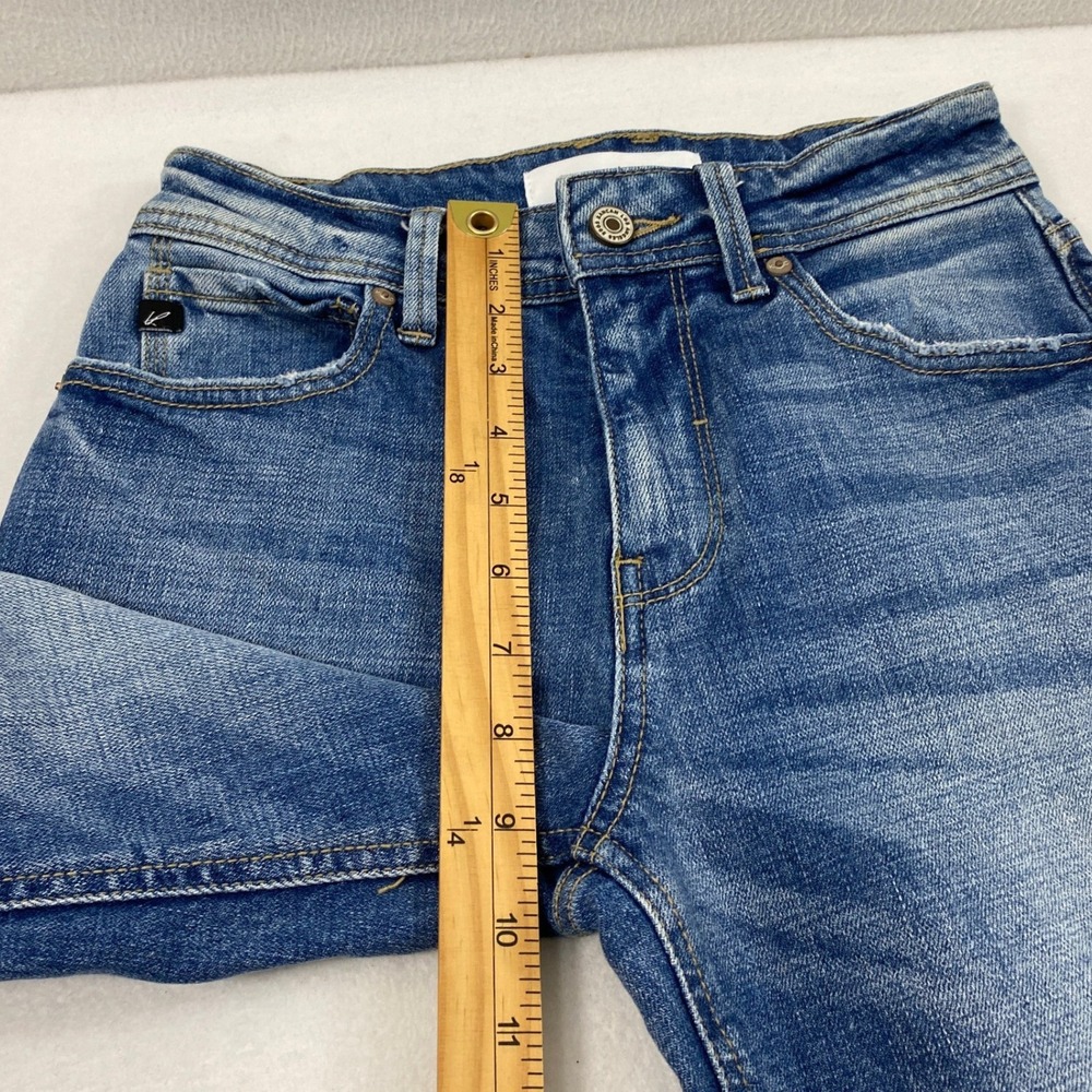 Kancan‎ Straight Jeans Junior 1 Medium Wash Denim Distress Raw Hem Pockets - Picture 8 of 12